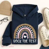 Funny Test Day Rock The Test Teacher Rainbow Leopard Student Hoodie thumb 4