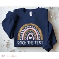Funny Test Day Rock The Test Teacher Rainbow Leopard Student Sweatshirt thumb 2