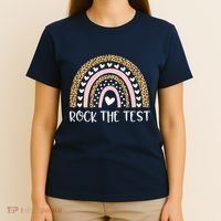 Funny Test Day Rock The Test Teacher Rainbow Leopard Student T-Shirt thumb 4