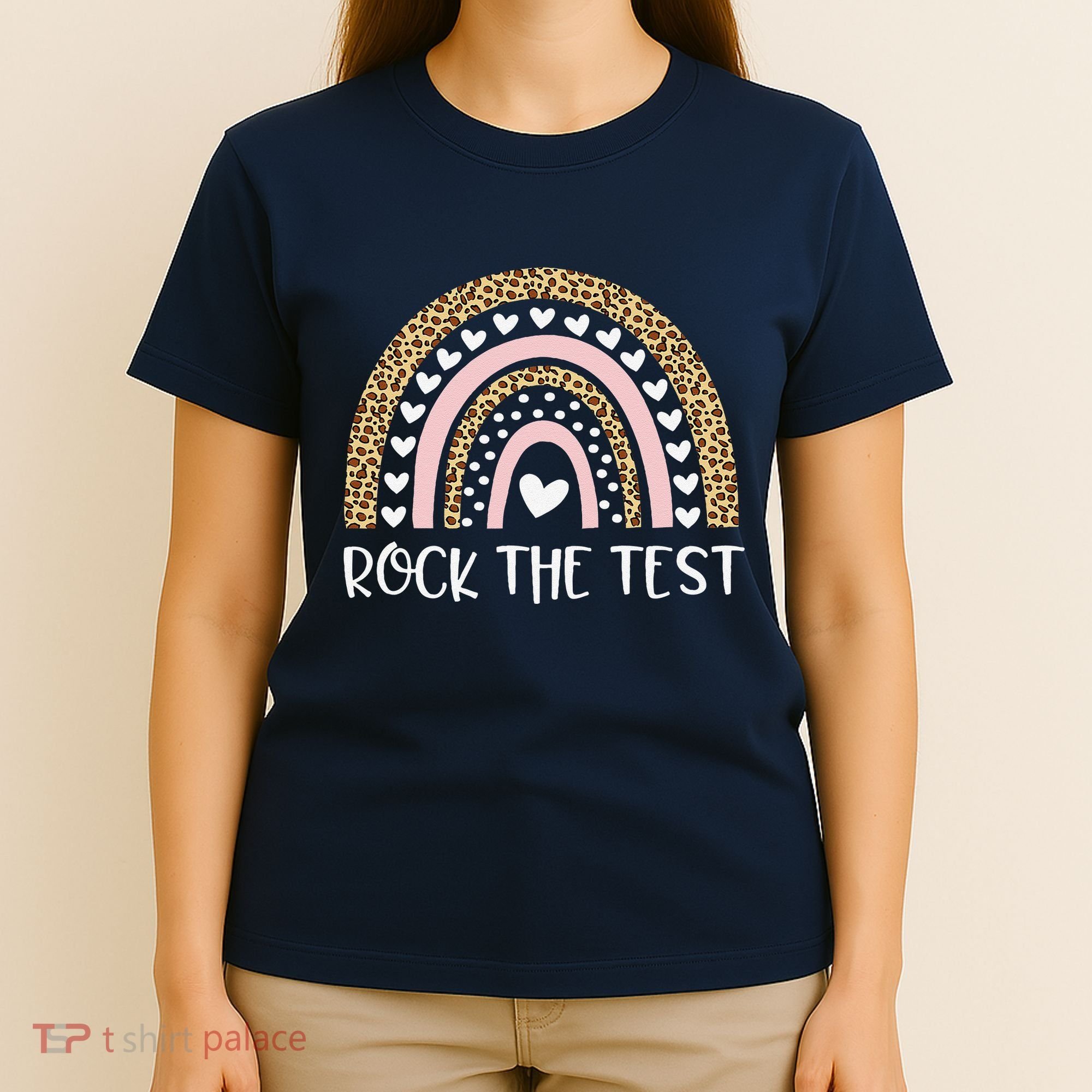 Funny Test Day Rock The Test Teacher Rainbow Leopard Student T-Shirt