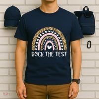 Funny Test Day Rock The Test Teacher Rainbow Leopard Student T-Shirt thumb 6