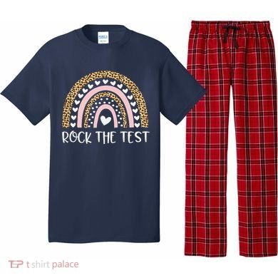 Funny Test Day Rock The Test Teacher Rainbow Leopard Student Pajama Set