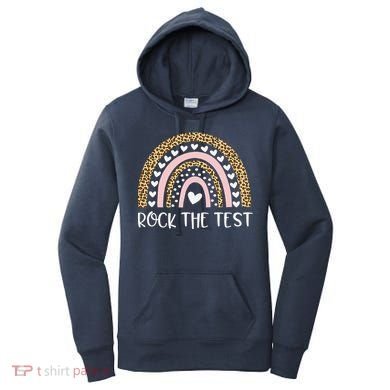 Funny Test Day Rock The Test Teacher Rainbow Leopard Student Women's Hoodie