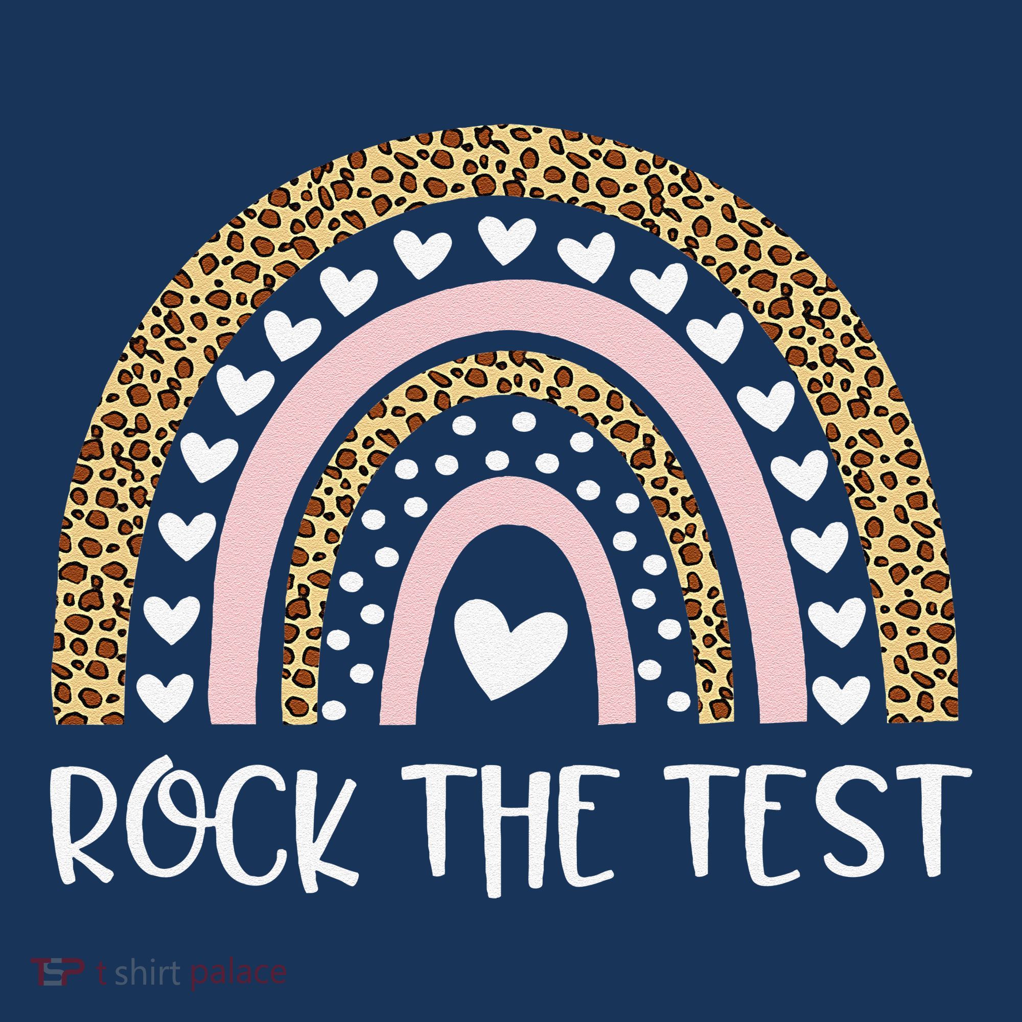 Funny Test Day Rock The Test Teacher Rainbow Leopard Student Mousepad