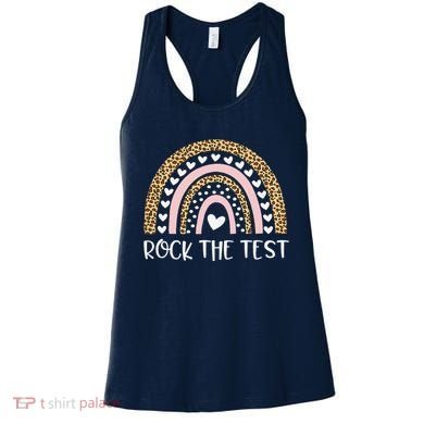 Funny Test Day Rock The Test Teacher Rainbow Leopard Student Women's Tank Top