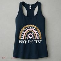 Funny Test Day Rock The Test Teacher Rainbow Leopard Student Women's Tank Top thumb 3