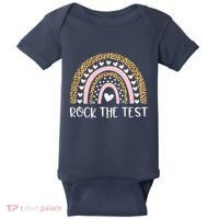 Funny Test Day Rock The Test Teacher Rainbow Leopard Student Baby Bodysuit thumb 0