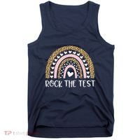 Funny Test Day Rock The Test Teacher Rainbow Leopard Student Tank Top thumb 0