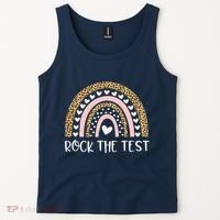 Funny Test Day Rock The Test Teacher Rainbow Leopard Student Tank Top thumb 2