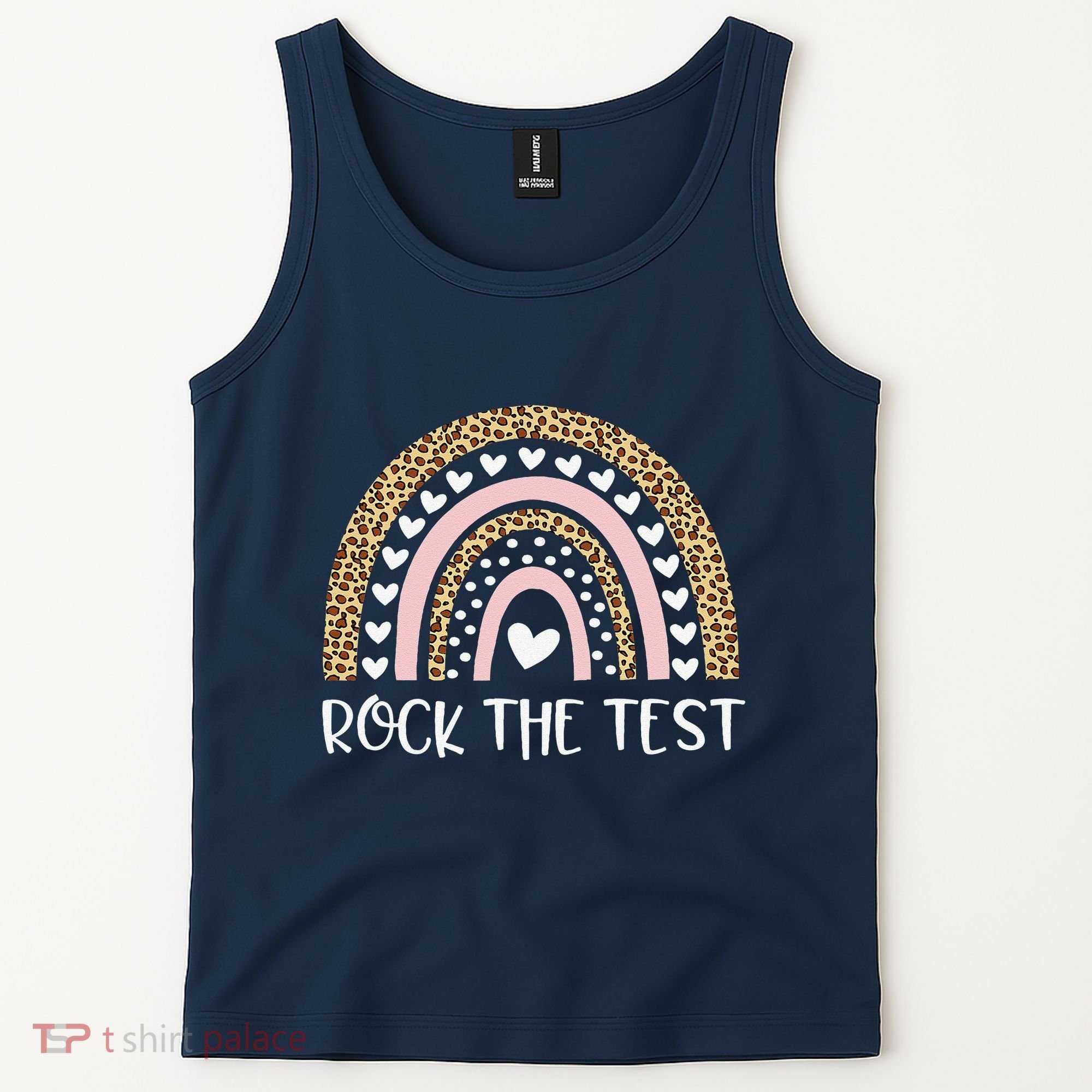 Funny Test Day Rock The Test Teacher Rainbow Leopard Student Tank Top