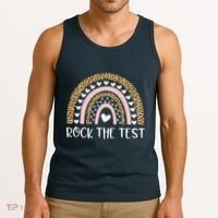 Funny Test Day Rock The Test Teacher Rainbow Leopard Student Tank Top thumb 3