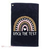 Funny Test Day Rock The Test Teacher Rainbow Leopard Student Golf Towel thumb 0
