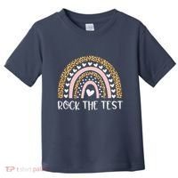 Funny Test Day Rock The Test Teacher Rainbow Leopard Student Toddler T-Shirt thumb 0