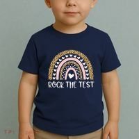 Funny Test Day Rock The Test Teacher Rainbow Leopard Student Toddler T-Shirt thumb 2