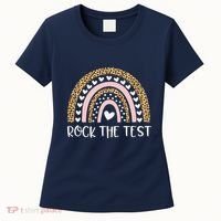 Funny Test Day Rock The Test Teacher Rainbow Leopard Student Women's T-Shirt thumb 0
