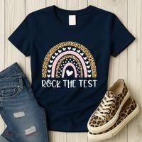 Funny Test Day Rock The Test Teacher Rainbow Leopard Student Women's T-Shirt thumb 3
