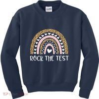 Funny Test Day Rock The Test Teacher Rainbow Leopard Student Kids Sweatshirt thumb 0