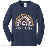 Funny Test Day Rock The Test Teacher Rainbow Leopard Student Kids Long Sleeve Shirt thumb 0