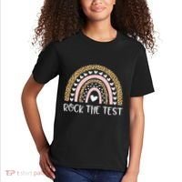 Funny Test Day Rock The Test Teacher Rainbow Leopard Student Kids T-Shirt thumb 2