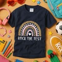 Funny Test Day Rock The Test Teacher Rainbow Leopard Student Kids T-Shirt thumb 3