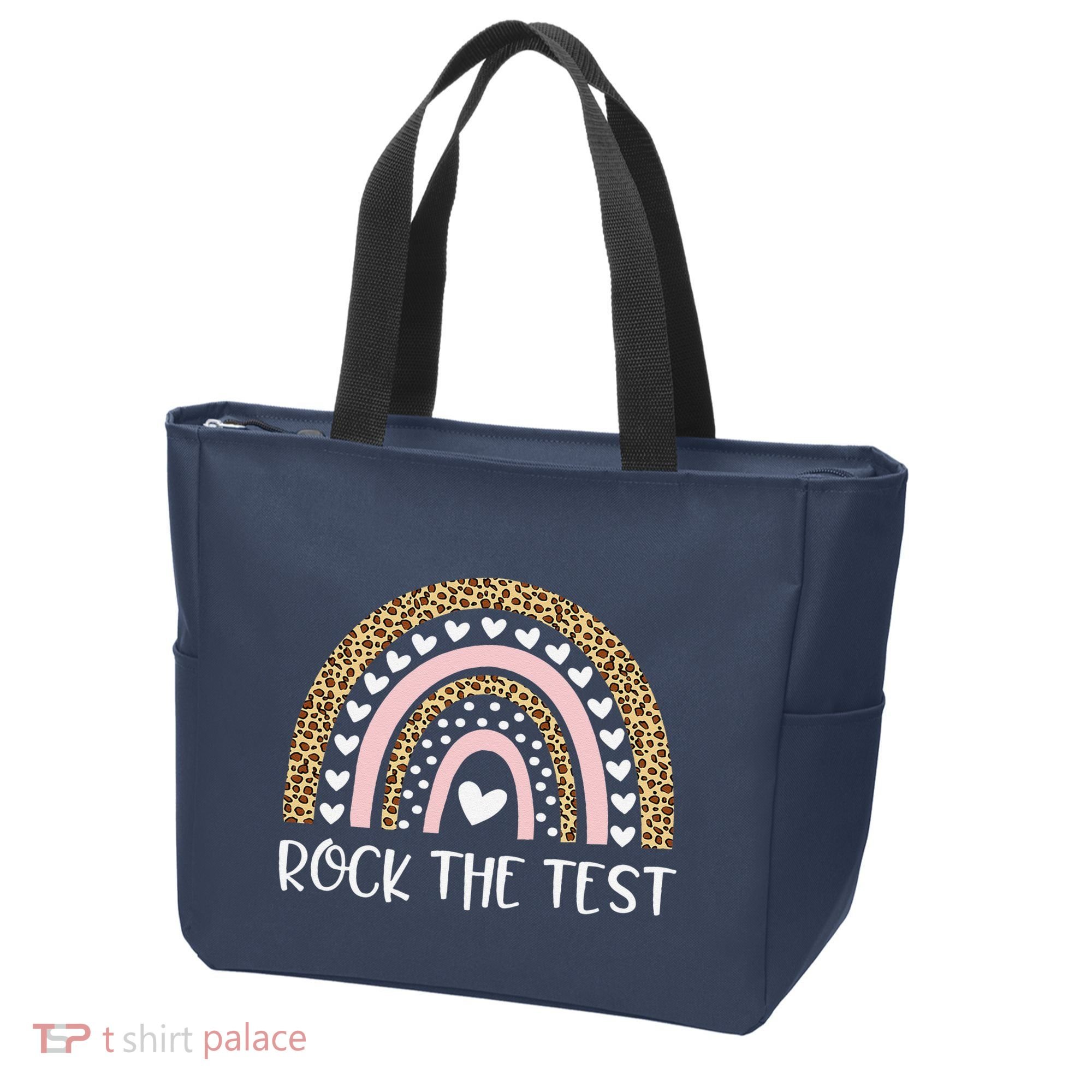 Funny Test Day Rock The Test Teacher Rainbow Leopard Student Tote Bag