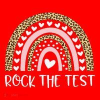 Funny Test Day Rock The Test Teacher Rainbow Leopard Student Santa Hat thumb 1