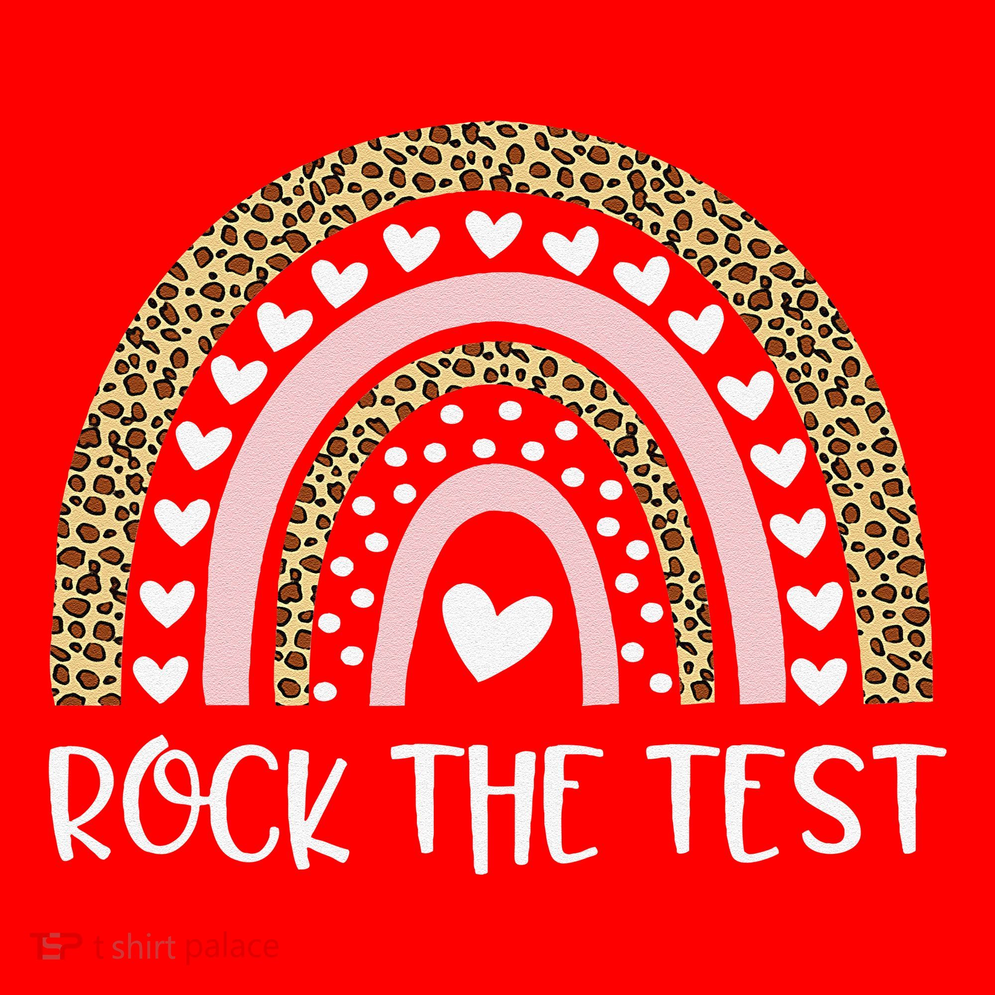Funny Test Day Rock The Test Teacher Rainbow Leopard Student Santa Hat