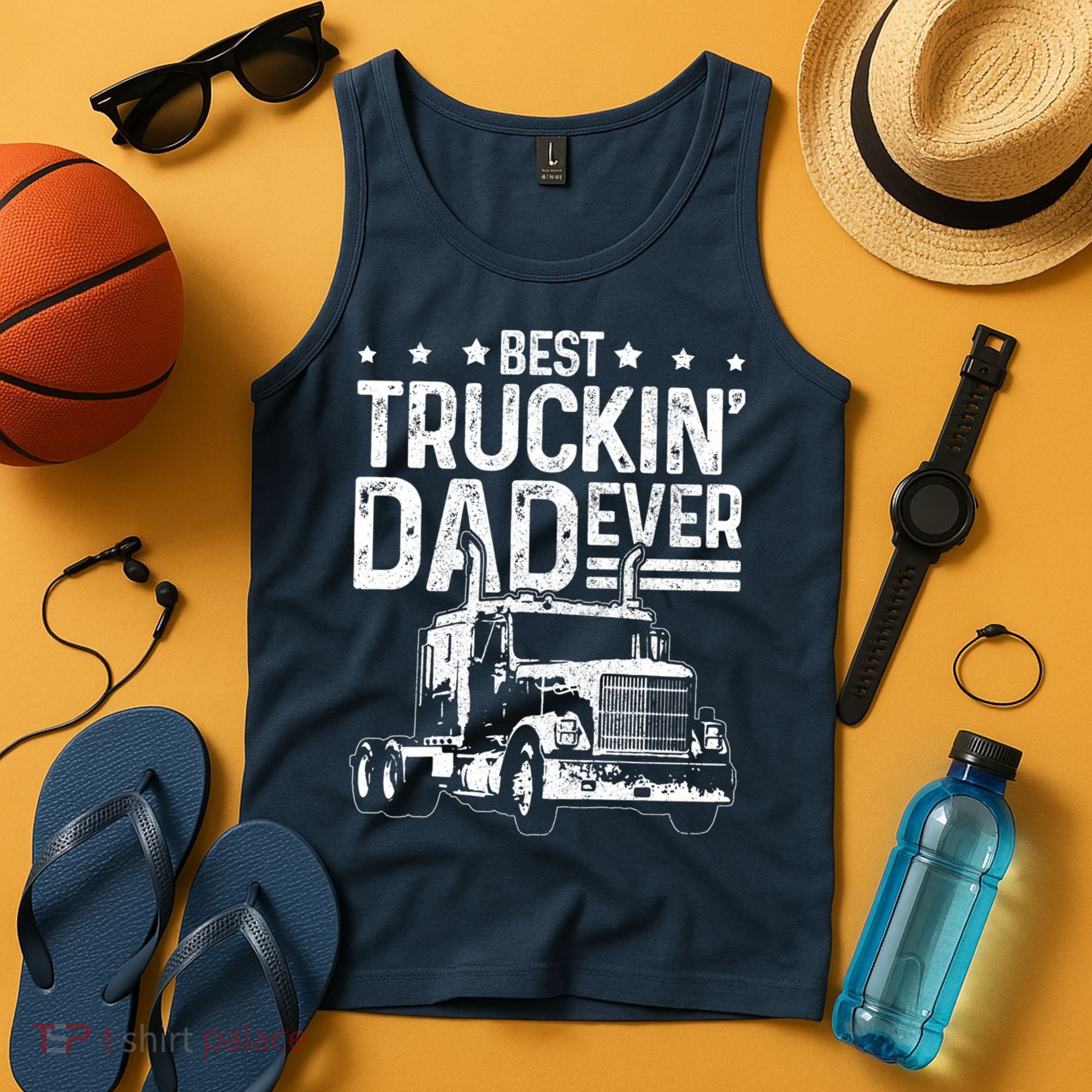Funny Truck Driver Fathers Day Gift Best Truckin Dad Ever Tank Top