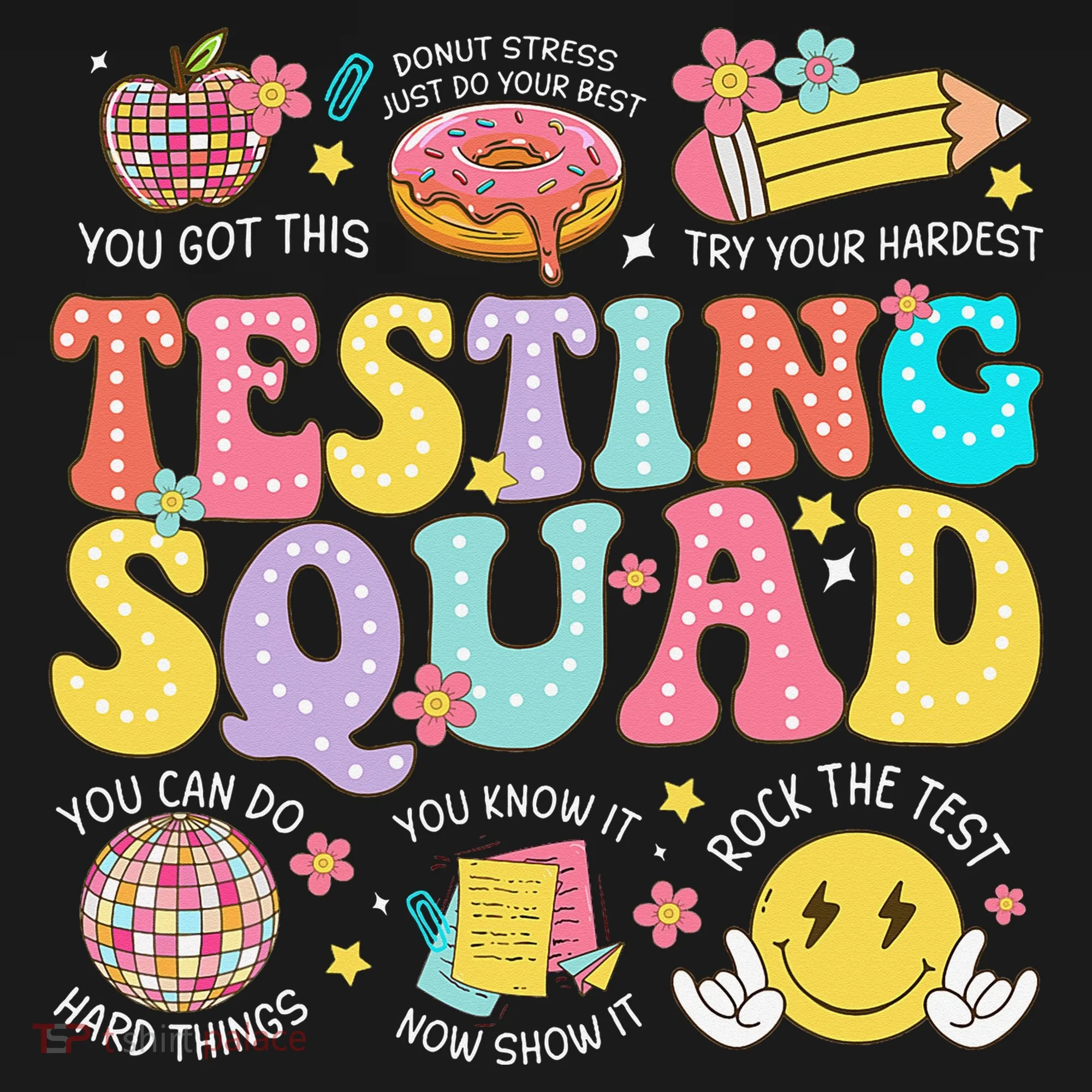 Funny Test Day Motivational Teacher Student Testing Squad Doggie Tank