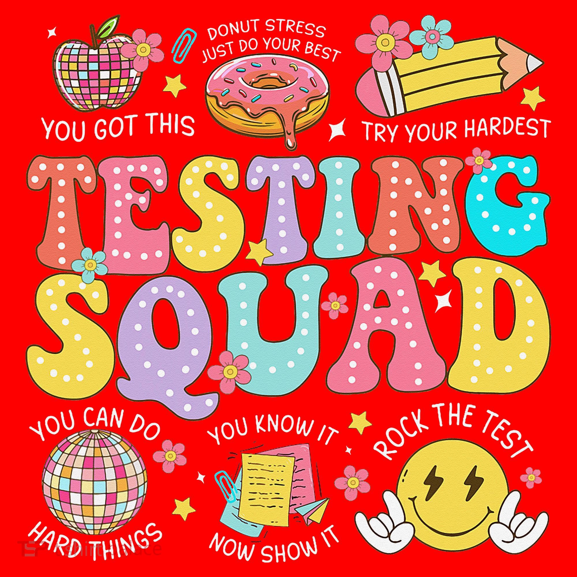 Funny Test Day Motivational Teacher Student Testing Squad Santa Hat
