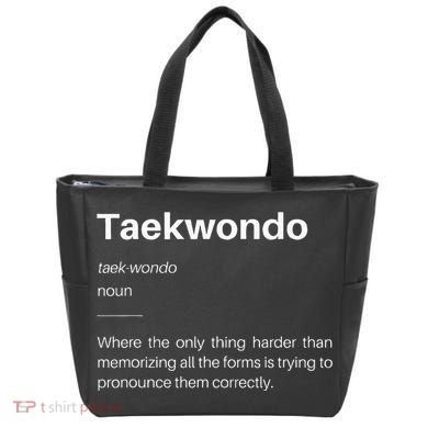 Funny Taekwondo Definition Students Instructors Martial Art Tote Bag