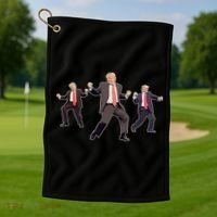 Funny Trump Dancing Dance Moves Rally Maga Golf Towel thumb 1