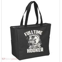 Full Time Dad Part Time Hooker Funny Father's Day Fishing Tote Bag thumb 2