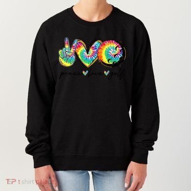 Funny Tie Dye Golf Lovers Peace Love Golf Gift Women's Sweatshirt