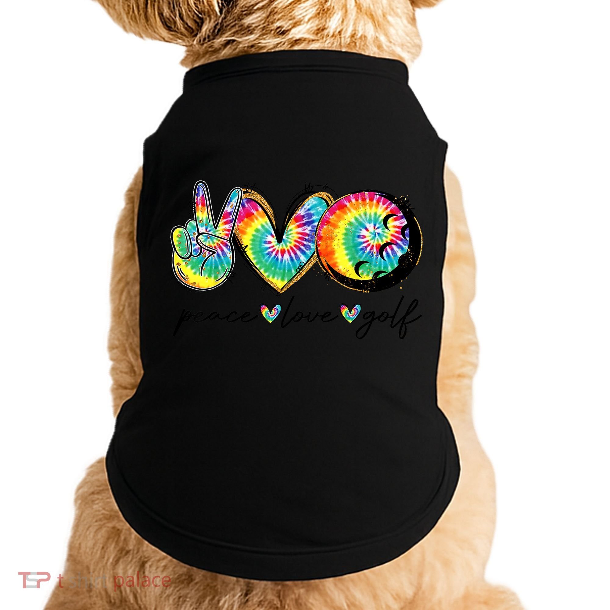 Funny Tie Dye Golf Lovers Peace Love Golf Gift Doggie Tank