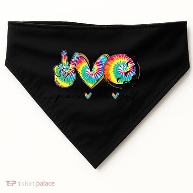 Funny Tie Dye Golf Lovers Peace Love Golf Gift USA-Made Doggie Bandana