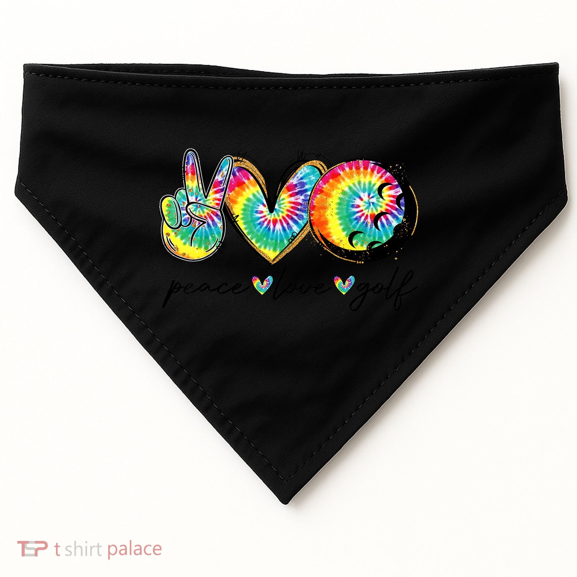 Funny Tie Dye Golf Lovers Peace Love Golf Gift USA-Made Doggie Bandana