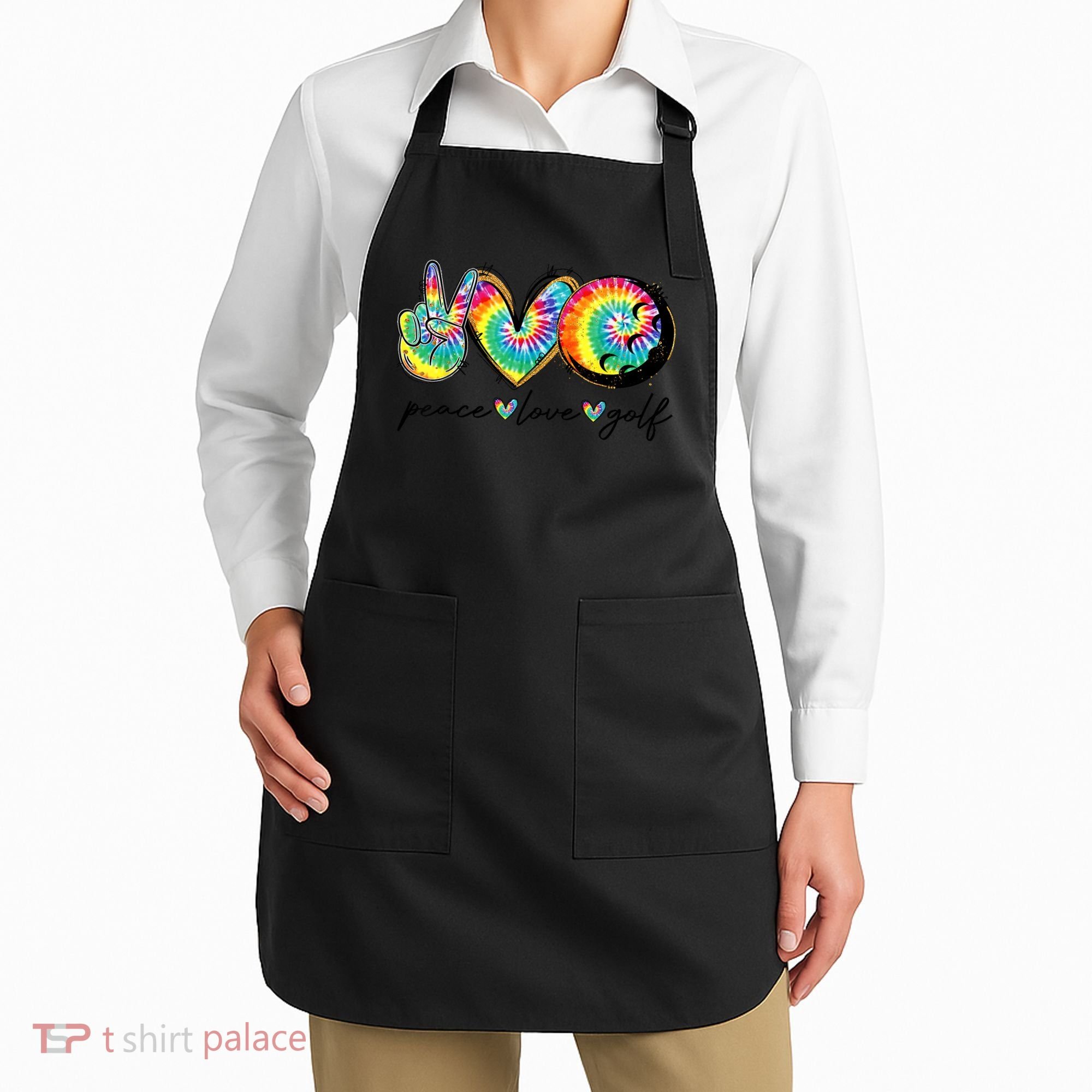 Funny Tie Dye Golf Lovers Peace Love Golf Gift Apron