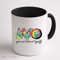 Funny Tie Dye Golf Lovers Peace Love Golf Gift Coffee Mug thumb 1