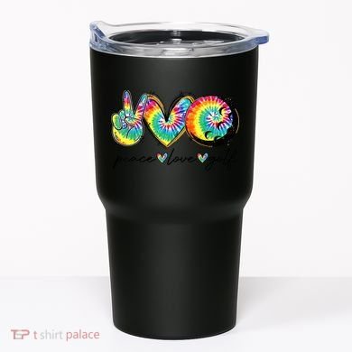 Funny Tie Dye Golf Lovers Peace Love Golf Gift Tumbler