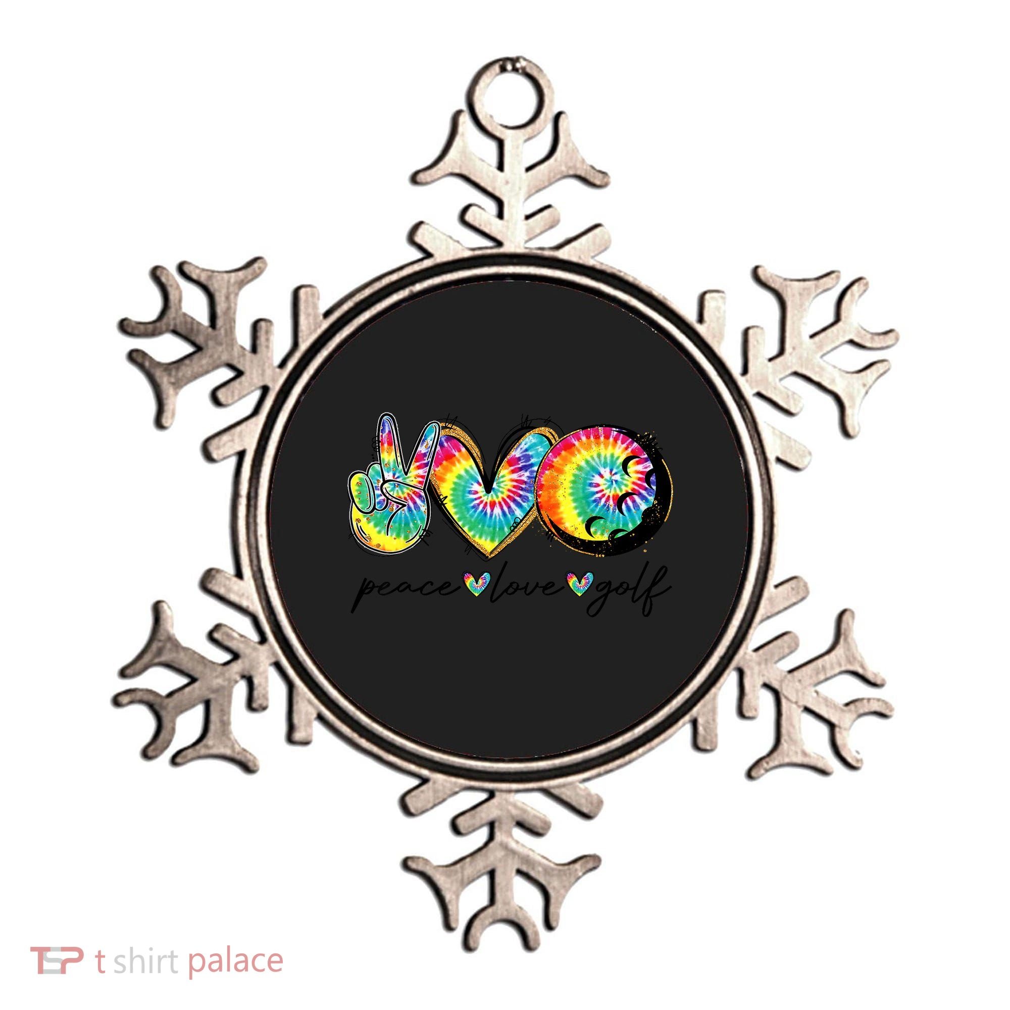Funny Tie Dye Golf Lovers Peace Love Golf Gift Ornament
