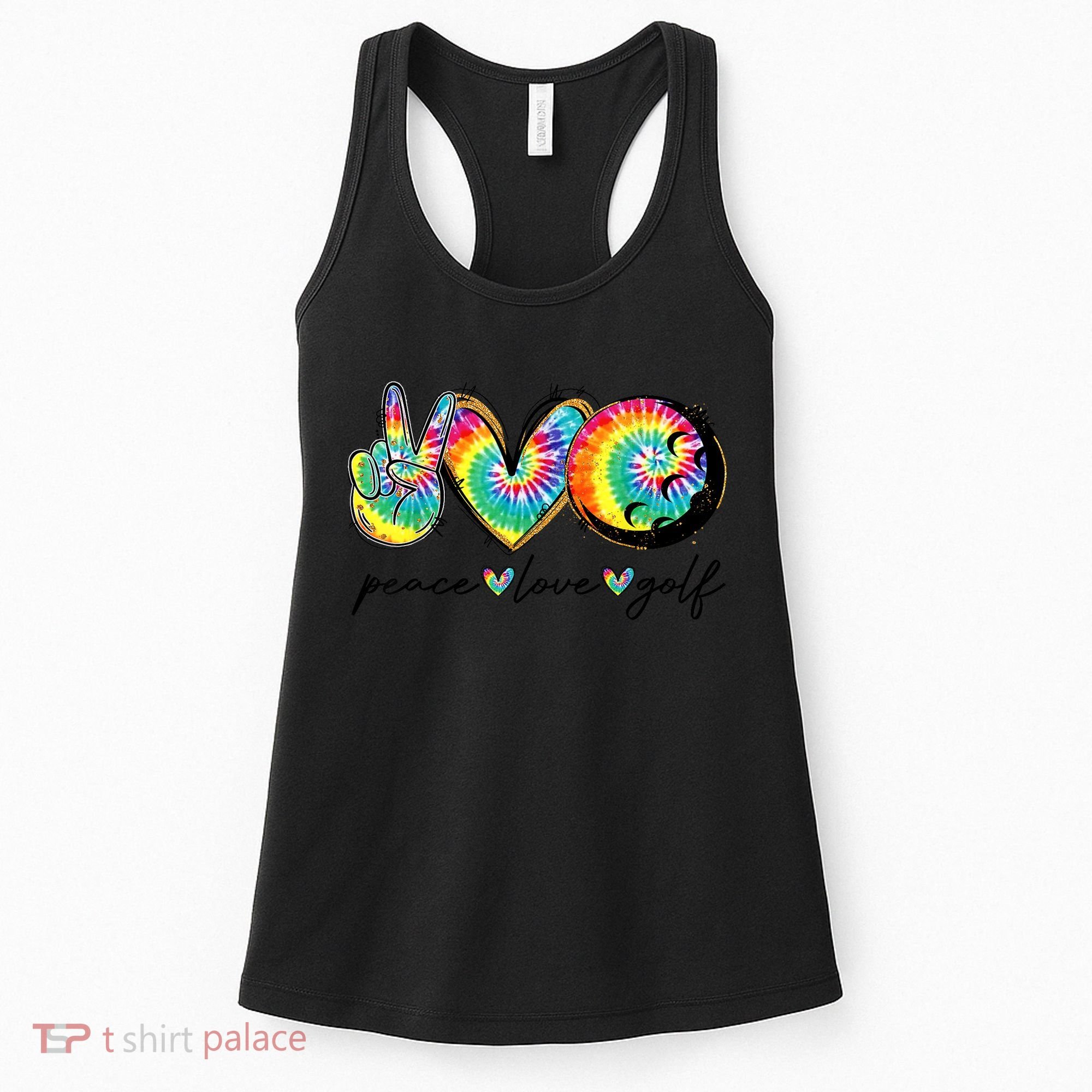 Funny Tie Dye Golf Lovers Peace Love Golf Gift Women's Tank Top