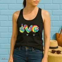 Funny Tie Dye Golf Lovers Peace Love Golf Gift Women's Tank Top thumb 2