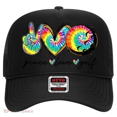 Funny Tie Dye Golf Lovers Peace Love Golf Gift Hat