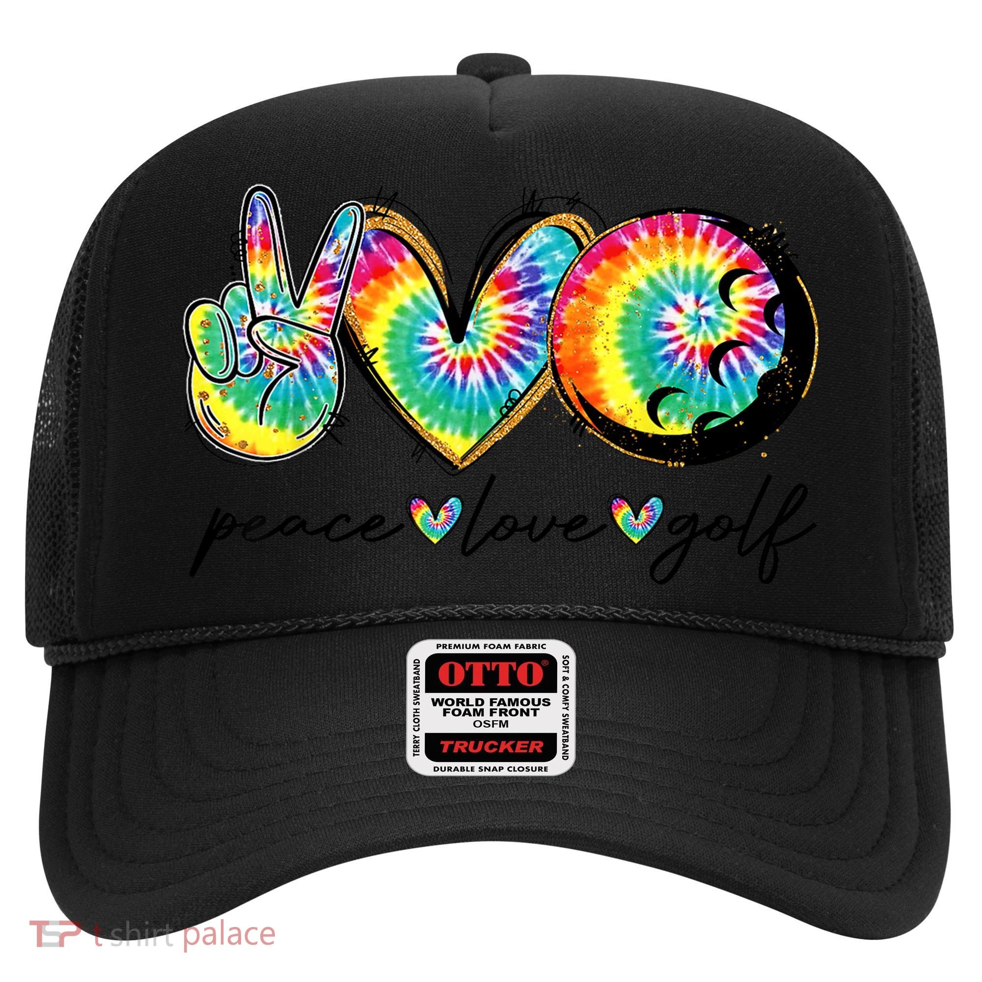 Funny Tie Dye Golf Lovers Peace Love Golf Gift Hat
