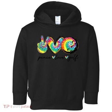 Funny Tie Dye Golf Lovers Peace Love Golf Gift Toddler Hoodie
