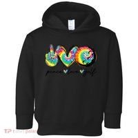 Funny Tie Dye Golf Lovers Peace Love Golf Gift Toddler Hoodie thumb 0
