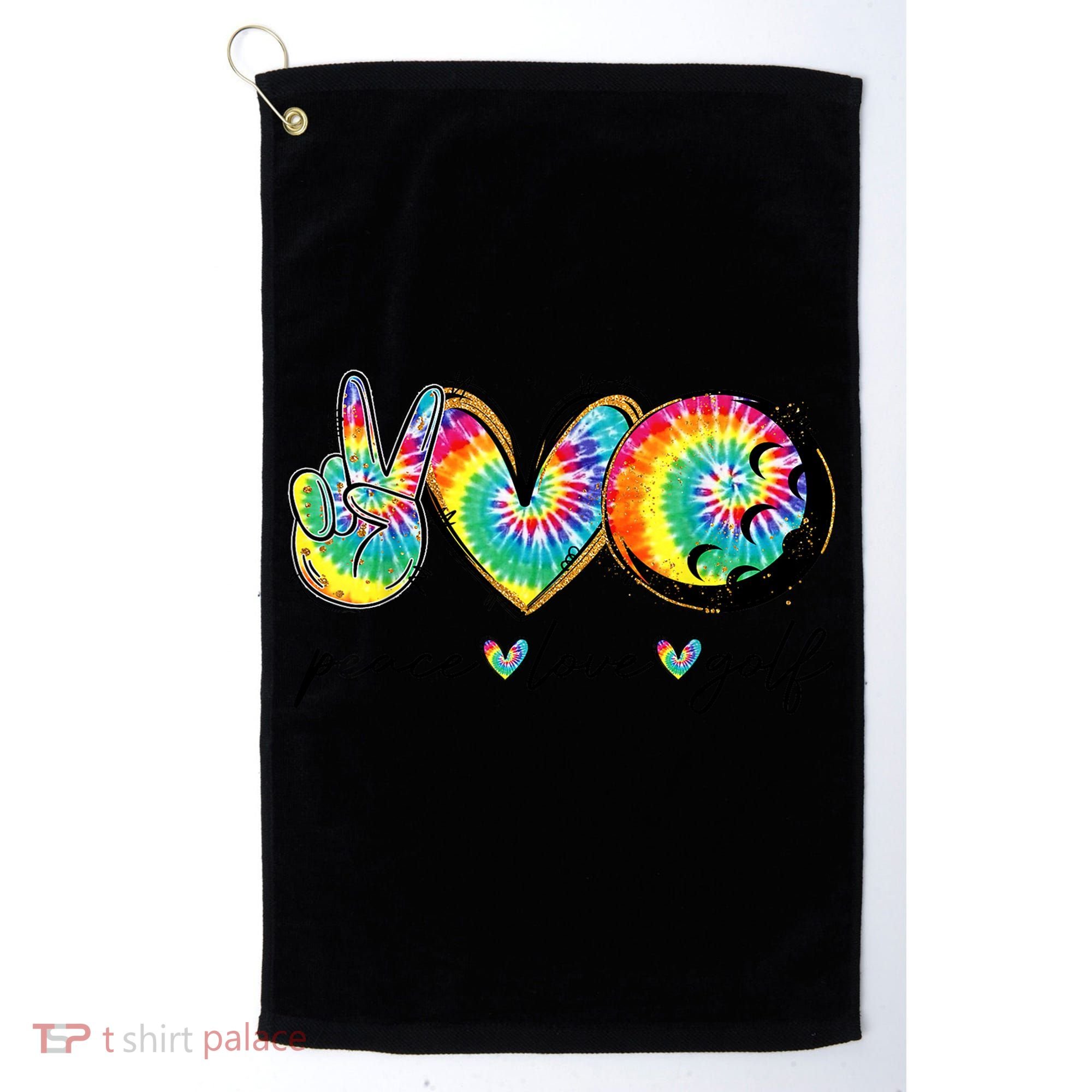 Funny Tie Dye Golf Lovers Peace Love Golf Gift Golf Towel