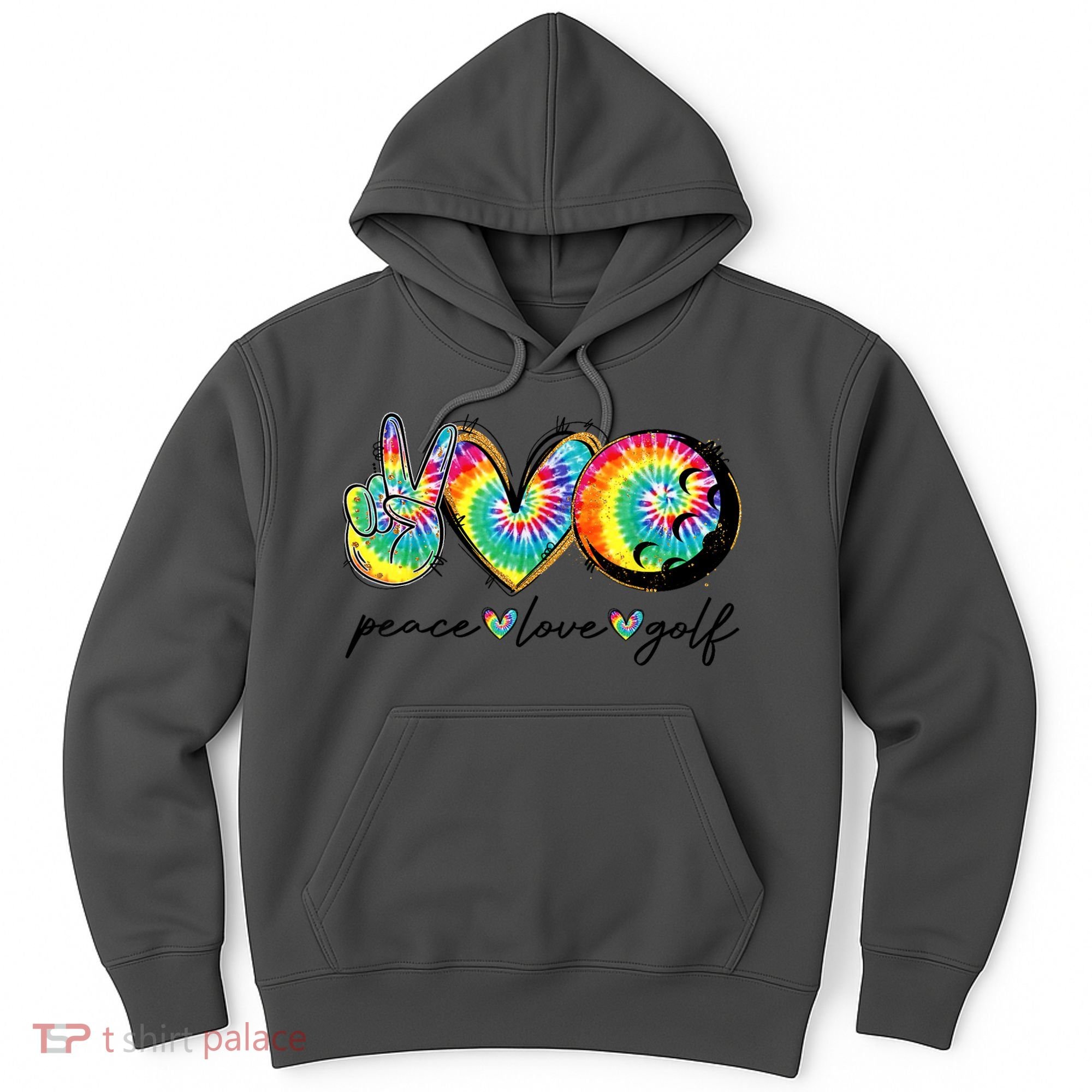 Funny Tie Dye Golf Lovers Peace Love Golf Gift Hoodie