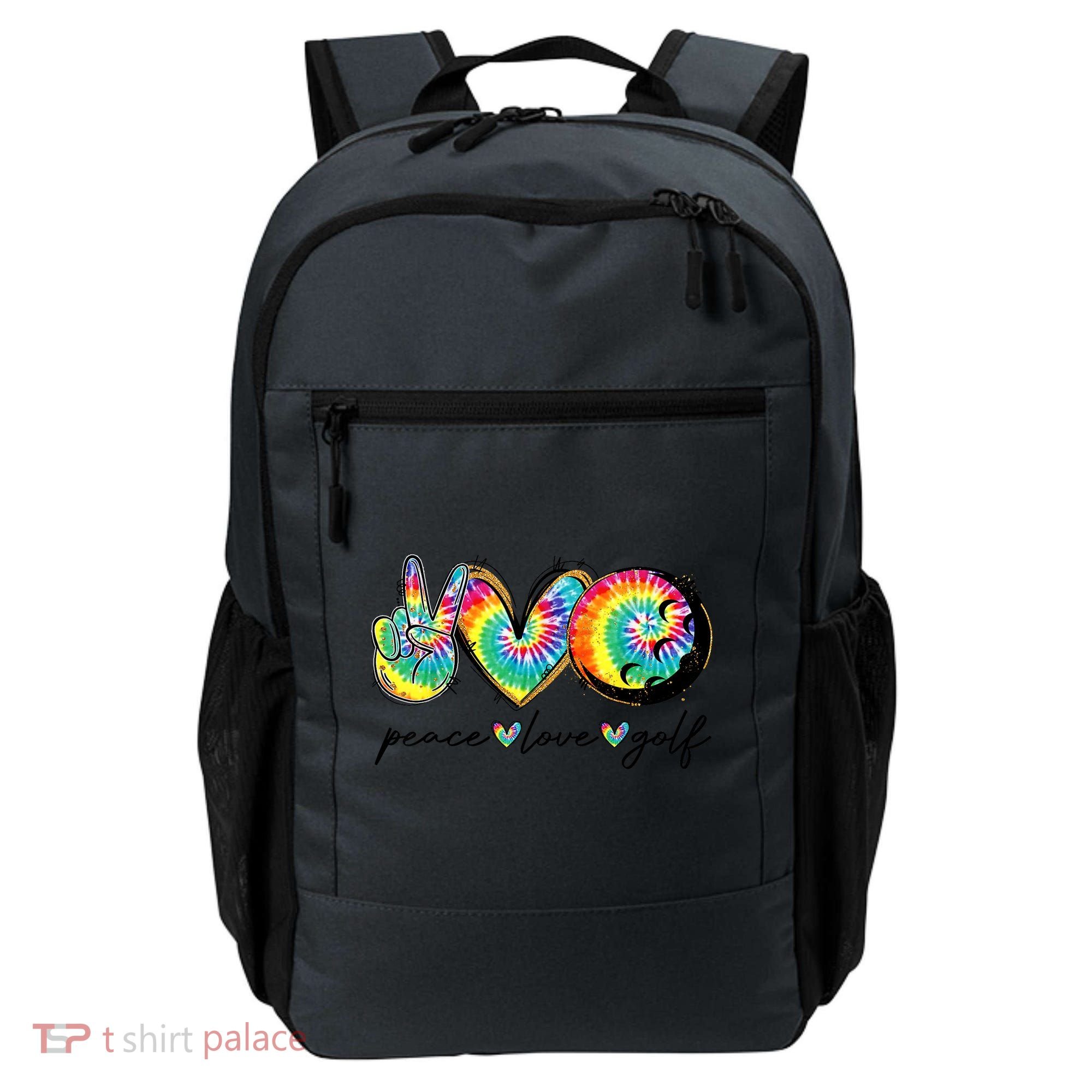 Funny Tie Dye Golf Lovers Peace Love Golf Gift Backpack